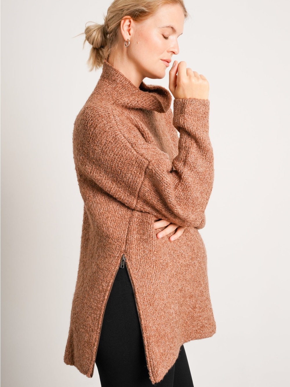 NOM Lia Maternity Nursing Sweater - Mocha, M